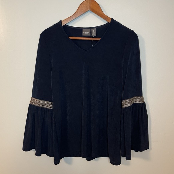 Chico's Tops - NWT Chico's Travelers Collection Bell Sleeve Tunic Blouse Navy Size 0 Small